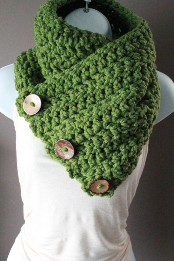 Coconut Button Crochet Cowl